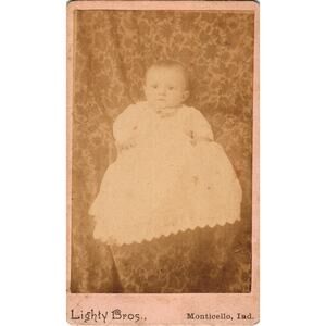 Antique CDV Baby Photo Lighty Bros Studio‎ Monticello Indiana 1800s Portrait